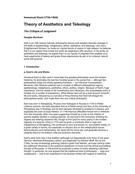 Theory of Aesthetics and Teleology