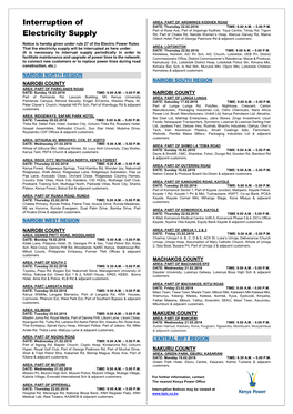 Interruption of Electricity Supply