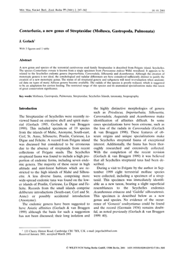 Conturbatia, a New Genus of Streptaxidae (Mollusca, Gastropoda, Pulmonata)