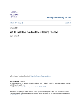 Does Reading Rate = Reading Fluency?