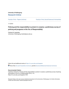 A Preliminary Survey of Policing Aid Programs in the 'Arc of Responsibility'