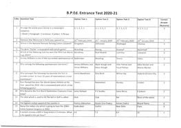 B. P. Ed. Entra Nce Test 2A2O-2L