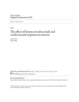 The Effect of Betaine on Nitric Oxide and Cardiovascular Response to Exercise J