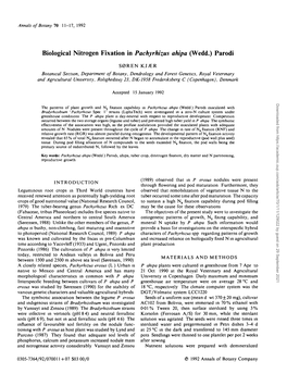 Biological Nitrogen Fixation in Pachyrhizus Ahipa (Wedd.) Parodi