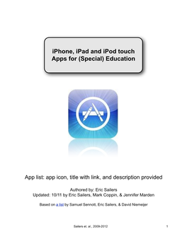 Iphone, Ipad and Ipod Touch Apps for (Special) Education