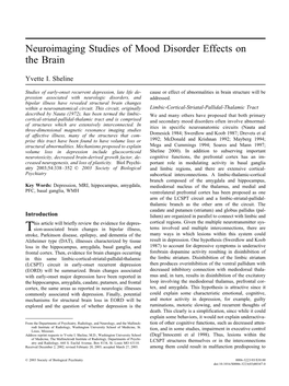 Neuroimaging Studies of Mood Disorder Effects on the Brain