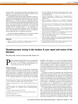 Chondrosarcoma Arising in the Trachea: a Case Report and Review of the Literature