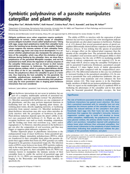 Symbiotic Polydnavirus of a Parasite Manipulates Caterpillar and Plant Immunity