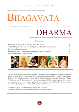 Bhagavata Dharma – the E- Magazine of Sri Gopinath Gaudiya Math Page | 2