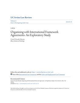 Organizing with International Framework Agreements: an Exploratory Study César F