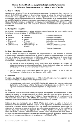 Nature Des Modifications Aux Plans Et Règlements D'urbanisme Du