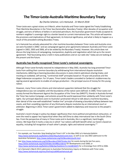 The Timor-Leste-Australia Maritime Boundary Treaty by Charles Scheiner, La’O Hamutuk