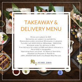 Takeaway & Delivery Menu