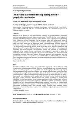 Rhinolith: Incidental Finding During Routine Physical Examination