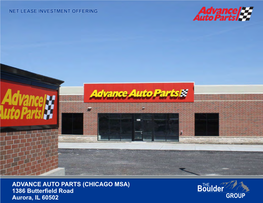 ADVANCE AUTO PARTS (CHICAGO MSA) 1386 Butterfield Road Aurora, IL 60502 TABLE of CONTENTS