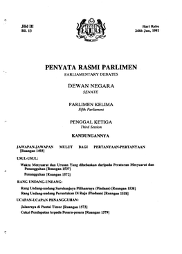 Penyata Rasmi Parlimen Parliamentary Debates