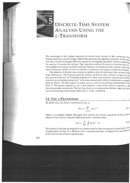 DISCRETE-TIME SYSTEM ANALYSIS USING the Z-TRANSFORM