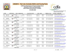 Fair List, Includes DAA's and County Fairs 2/9/2015