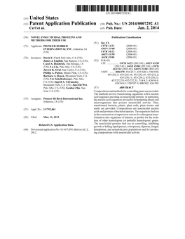 (12) Patent Application Publication (10) Pub. No.: US 2014/0007292 A1 Cerf Et Al