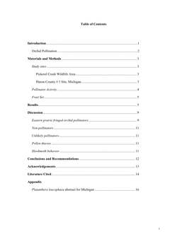 The Pollinators of Ohio and Michigan Populations of Eastern Prairie Fringed Orchid (Plantanthera Leucophaea)