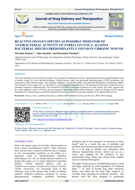 Reactive Oxygen Species As Possible Mediator Of