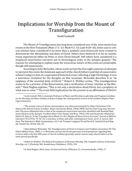 Implications for Worship from the Mount of Transfiguration