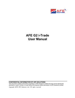 AFE G2 I-Trade User Manual