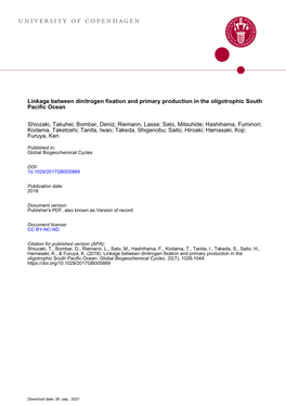 Linkage Between Dinitrogen Fixation and Primary Production in the Oligotrophic South Pacific Ocean