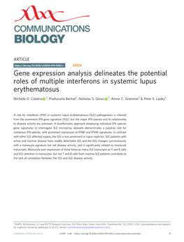 Gene Expression Analysis Delineates the Potential Roles of Multiple Interferons in Systemic Lupus Erythematosus