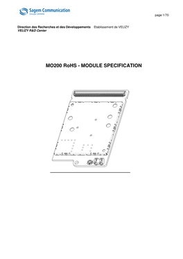 MO200 Rohs - MODULE SPECIFICATION Page 2/70