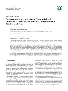 Carbonate Chemistry and Isotope Characteristics of Groundwater of Ljubljansko Polje and Ljubljansko Barje Aquifers in Slovenia