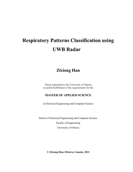 Respiratory Patterns Classification Using UWB Radar