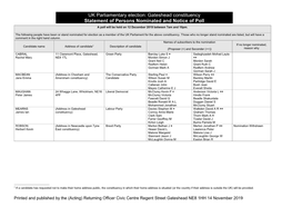 Gateshead Constituency Statement of Persons Nominated and Notice of Poll a Poll Will Be Held on 12 December 2019 Between 7Am and 10Pm