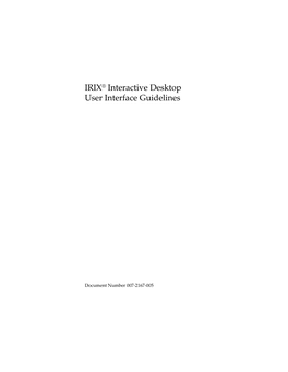 IRIX® Interactive Desktop User Interface Guidelines