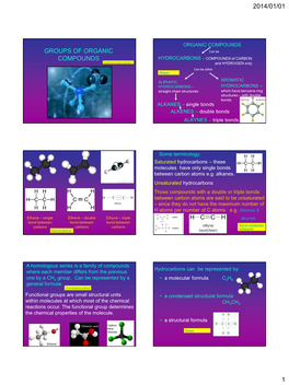 Groups of Organic Compounds