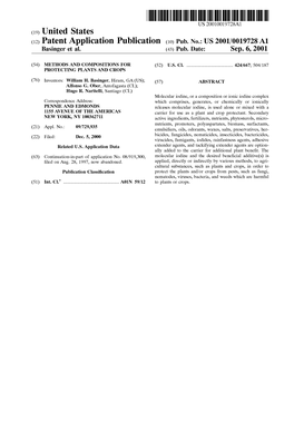 (12) Patent Application Publication (10) Pub. No.: US 2001/0019728A1 Basinger Et Al