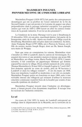 MAXIMILIEN POUGNET, PIONNIER MÉCONNU DE L'industrie LORRAINE Maximilien Pougnet (1818-1873) Fait Partie Des Entrepreneurs Dynam