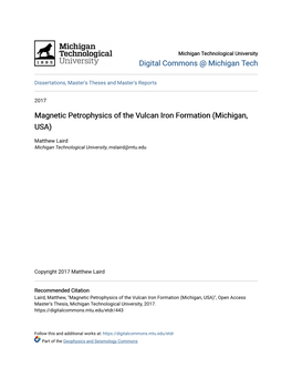 Magnetic Petrophysics of the Vulcan Iron Formation (Michigan, USA)