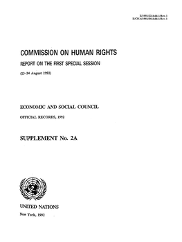 Commission on Human Rights Report on the First Special Session