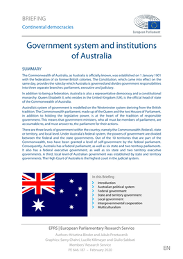 Government System and Institutions of Australia