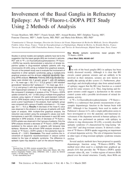 Involvement of the Basal Ganglia in Refractory Epilepsy: an 18F-Fluoro-L-DOPA PET Study Using 2 Methods of Analysis