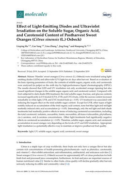 Effect of Light-Emitting Diodes and Ultraviolet Irradiation on the Soluble