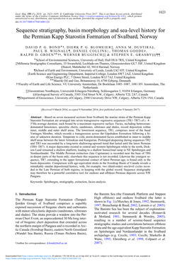 Sequence Stratigraphy, Basin Morphology and Sea-Level History for the Permian Kapp Starostin Formation of Svalbard, Norway