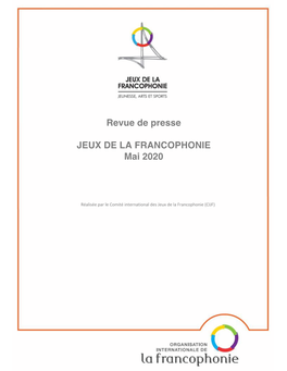 Revue De Presse JEUX DE LA FRANCOPHONIE Mai 2020