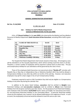 3. Circular for Medical Holiday's Both Exe & Non-Exe