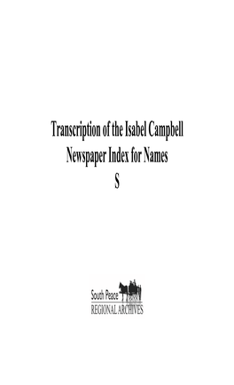 Transcription of the Isabel Campbell Newspaper Index for Names S