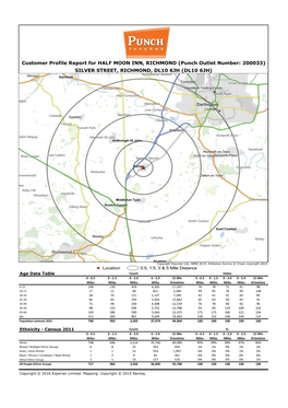 Customer Profile Report for HALF MOON INN, RICHMOND (Punch Outlet Number: 200033) SILVER STREET, RICHMOND, DL10 6JH (DL10 6JH)