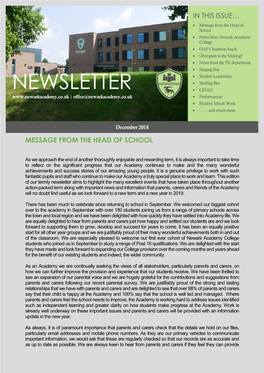 NEWSLETTER  CEIAG | Office@Newarkacademy.Co.Uk  Performances  Healthy Minds Week