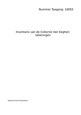 10055 Inventaris Van De Collectie Van Eeghen
