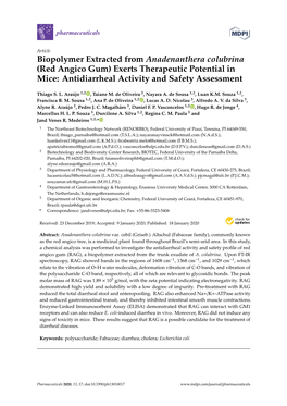 Biopolymer Extracted from Anadenanthera Colubrina (Red Angico Gum) Exerts Therapeutic Potential in Mice: Antidiarrheal Activity and Safety Assessment